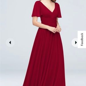 flutter sleeve crisscross mesh bridesmaid dress - color APPLE - size 16